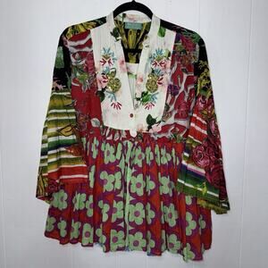 Antica Santoria Giacomo Cinque Women’s Beaded Floral Top Boho Size M?